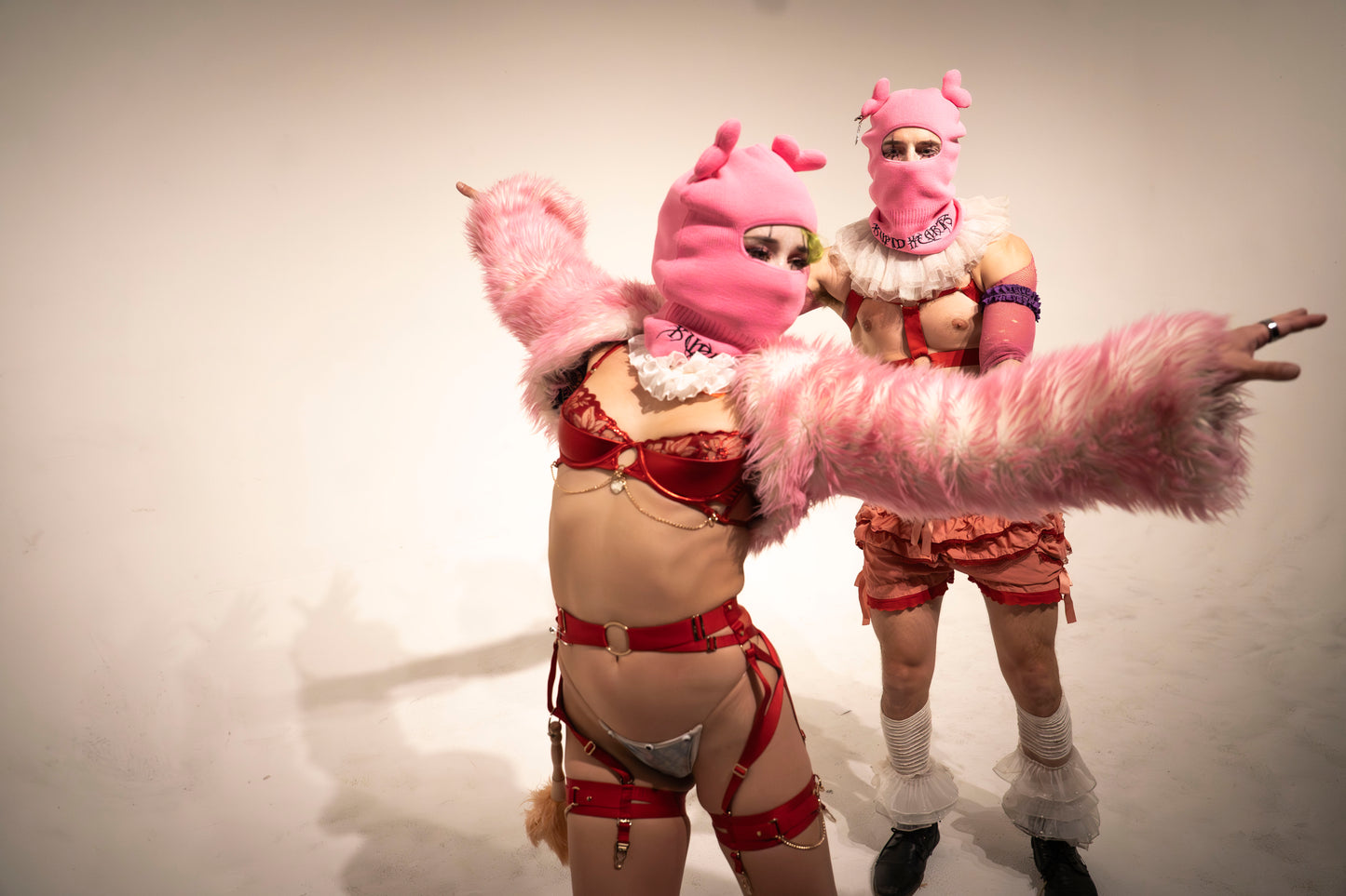 Pink heart-eared Balaclava