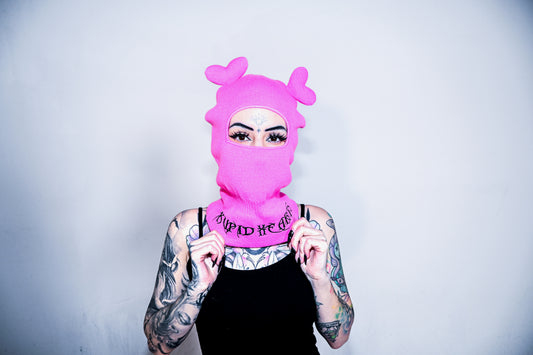 Pink heart-eared Balaclava