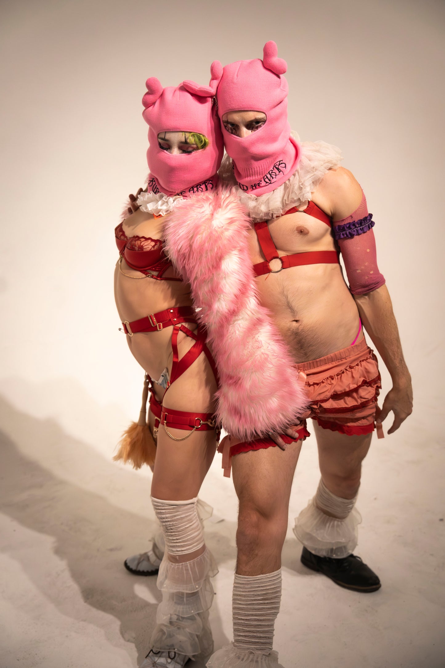 Pink heart-eared Balaclava